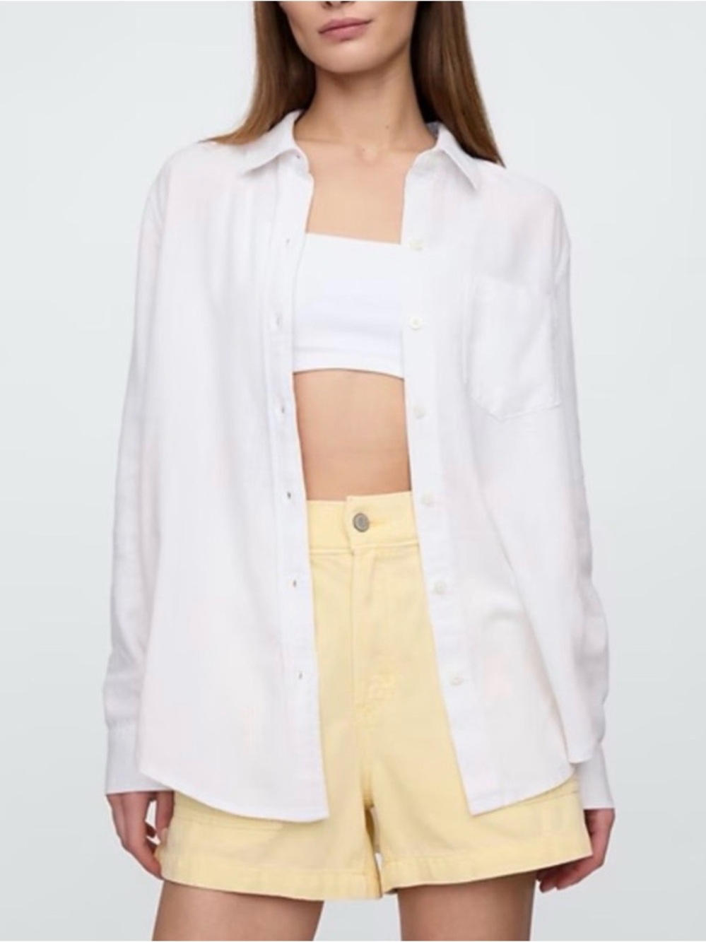 GAP White Linen Cotton Nontoxic Preppy Quiet Luxury Button-Up Shirt